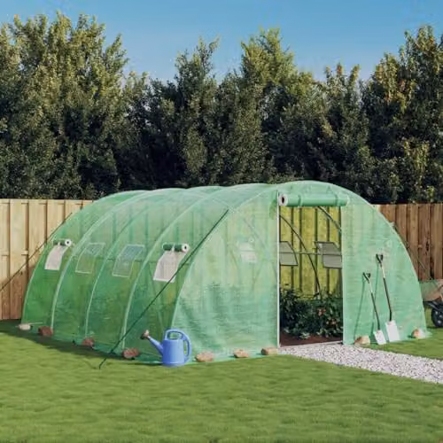 vidaXL Greenhouse with Steel Frame in Green, 16 m², W: 4 m, D: 4 m, H: 2 m – 2