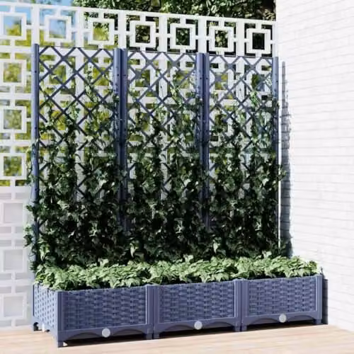 vidaXL Plastic Garden Planter Tub in Blue Grey, W/D/H: 120 x 40 x 121.5 cm – 2