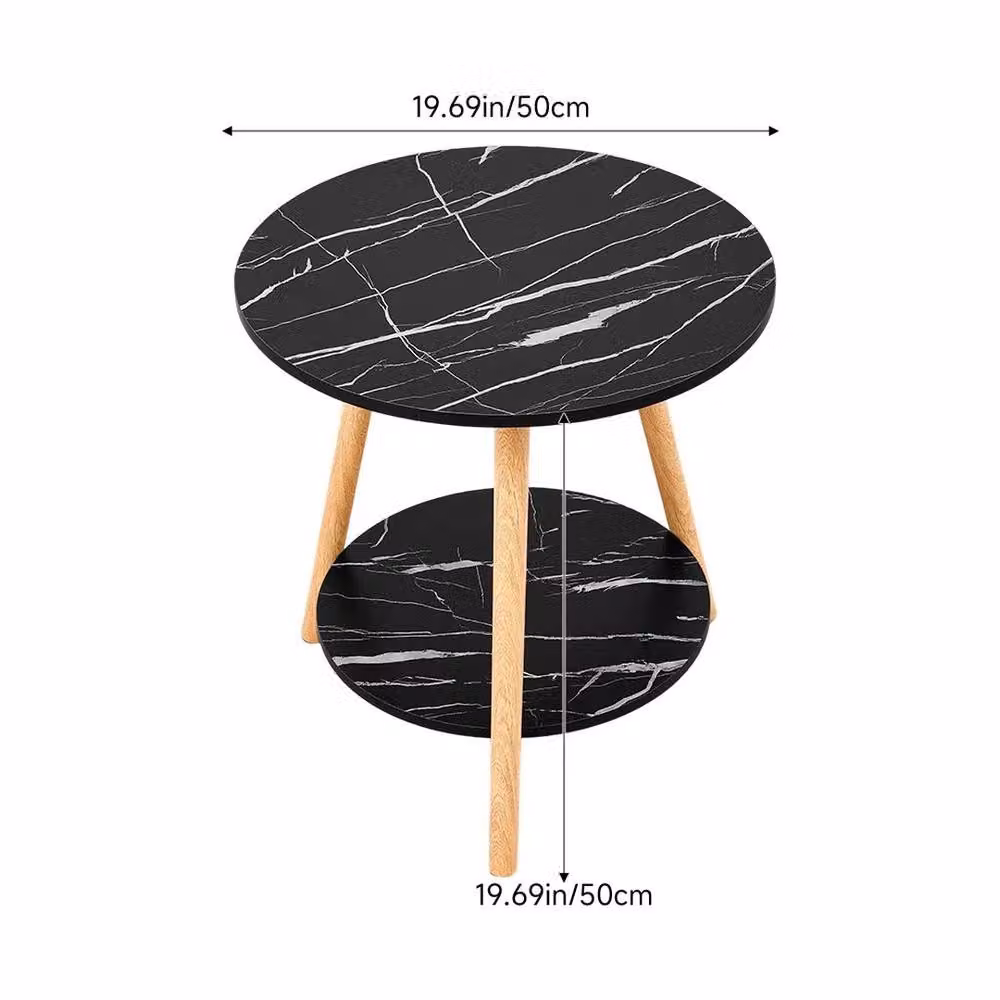 FLAVORA Round Wooden Side Table in Black – 2