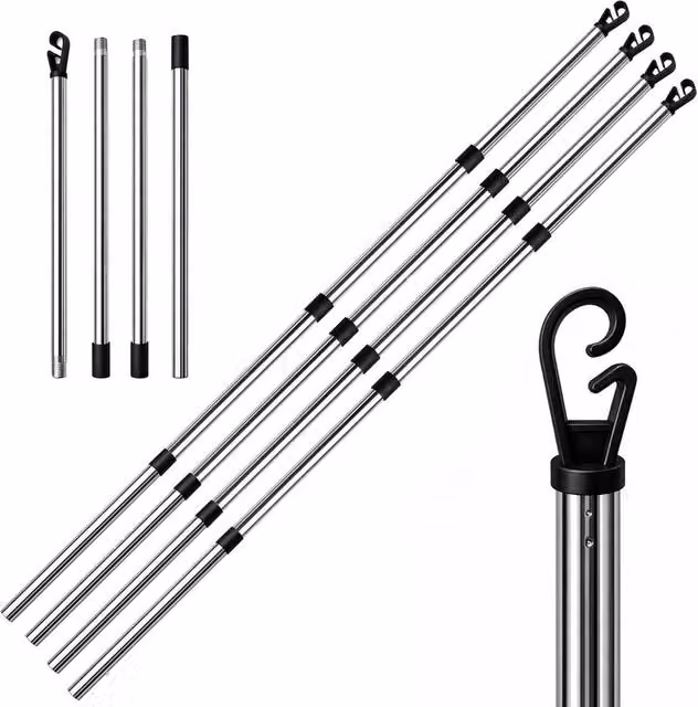 FLAVORA 4 Pole Stainless Steel Laundry Washing Line Support in Silver – 1
