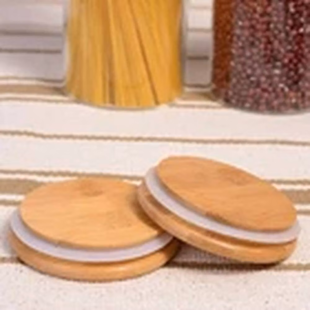 Havendro Set of 4 Airtight Glass Storage Jars with Bamboo Lids in Transparent – 3