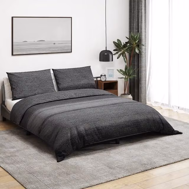 Berkfield Home Grey Cotton Duvet Cover and Pillowcase Set