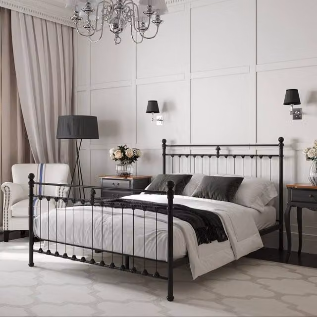 Snuggle Beds Aria Black Classic Metal Bed Frame, Small Double (W/D/H: 120 x 200 cm)