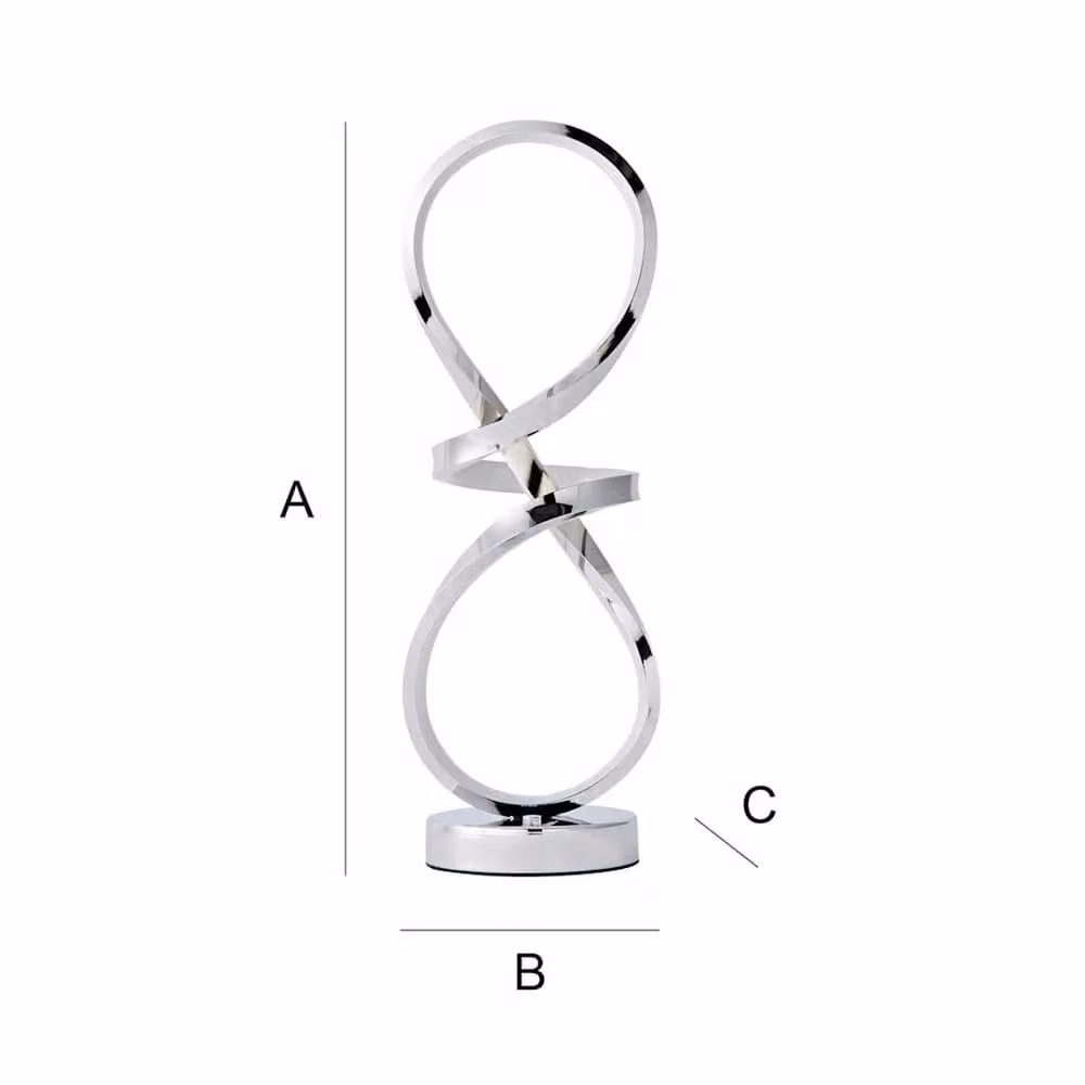 SPETLEK Integrated LED Swirl Table Lamp in Silver with Warm White Touch Control and Dimmable Function – 2