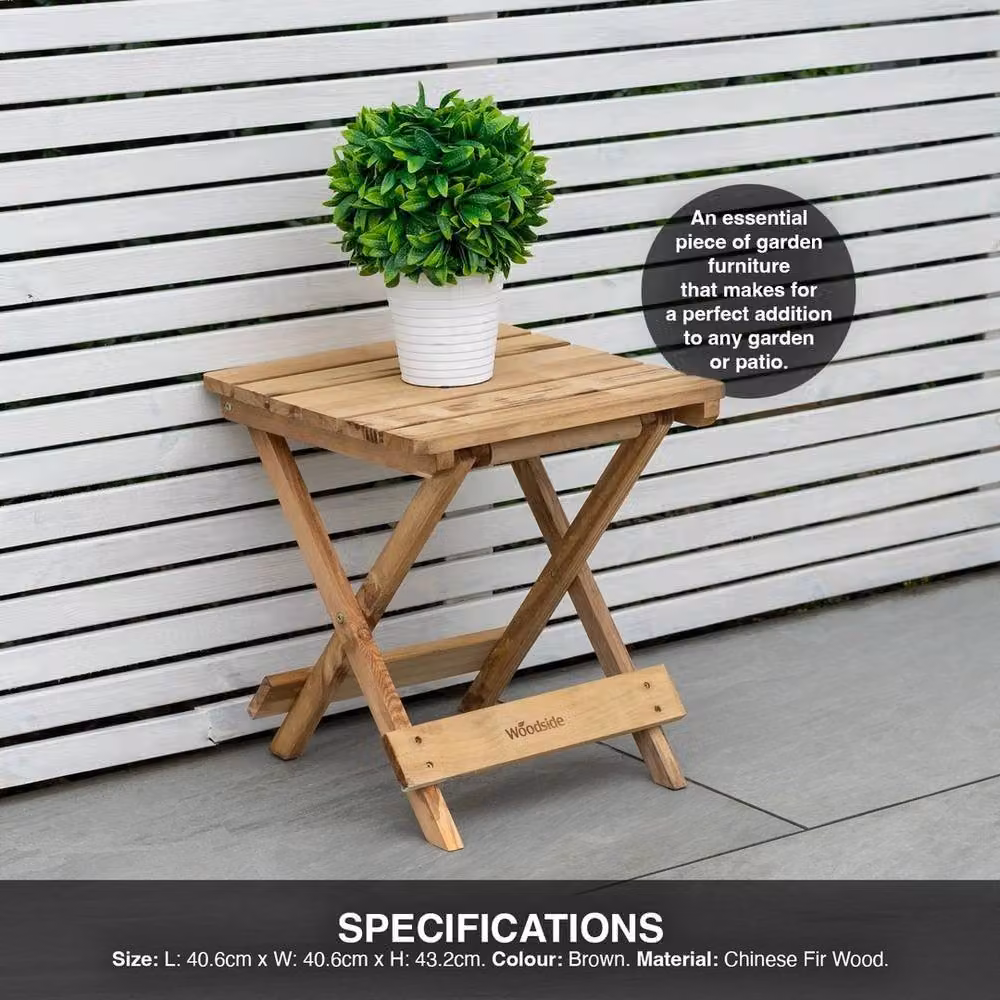 EONLION Brown Wooden Folding Garden Side Table for Coffee and Snacks – 3