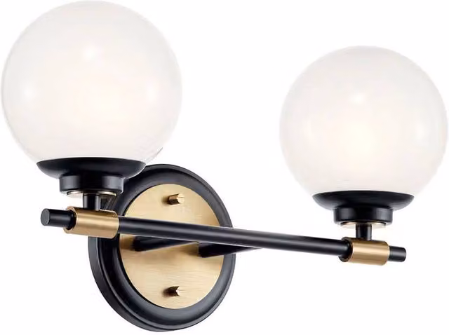 Kichler Benno Bathroom Wall Lamp in Black and Champagne Bronze with 2x G9 Bulbs, IP44 Rated
