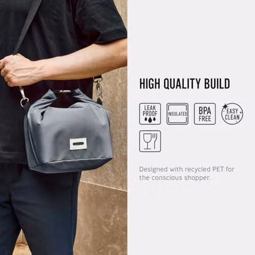 Black + Blum Insulated Leakproof Roll Top Lunch Bag, 10L, Slate Grey – 2