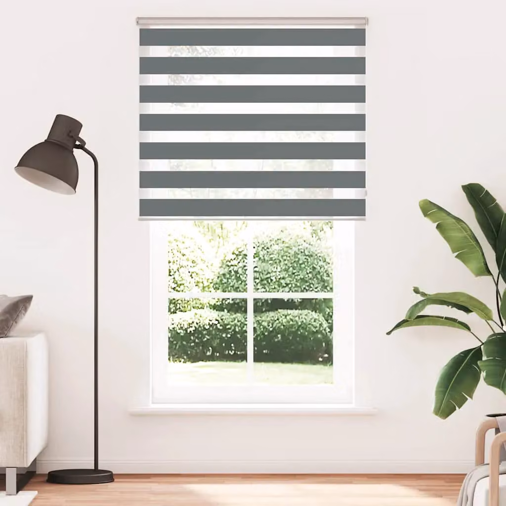 Berkfield Home Zebra Blind in Dark Grey, W: 125 cm, H: 200 cm – 2