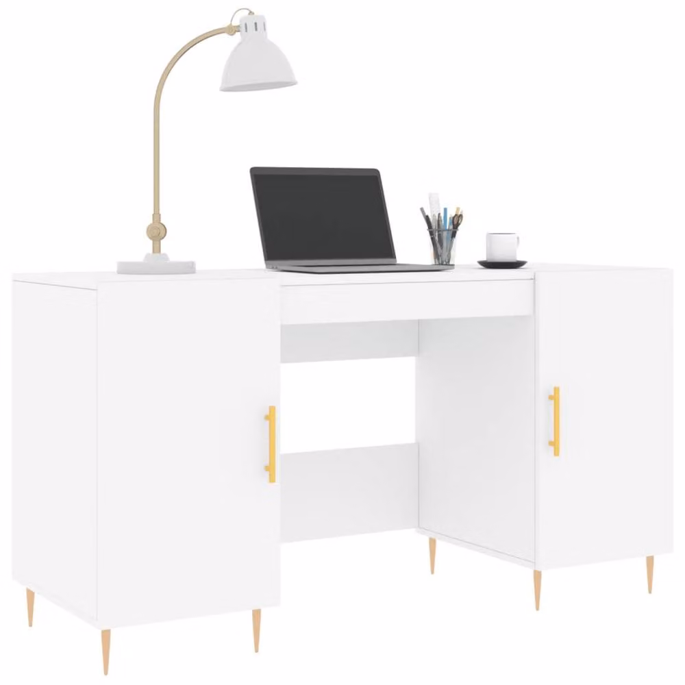 Berkfield Home Writing Desk in White and Gold, W/D/H: 140 x 50 x 75 cm – 2