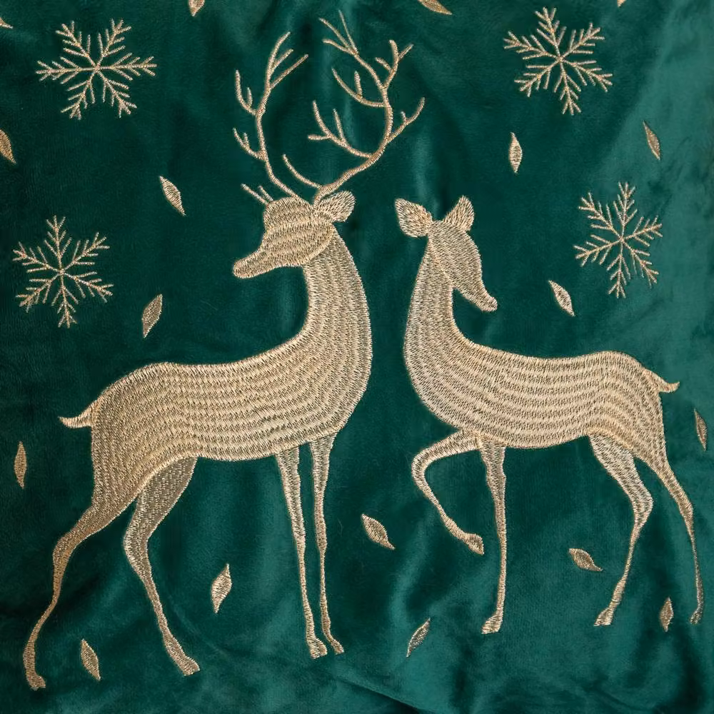 Samuel Alexander Emerald Green and Gold Reindeer Decorative Christmas Cushion, W: 44 cm – 4