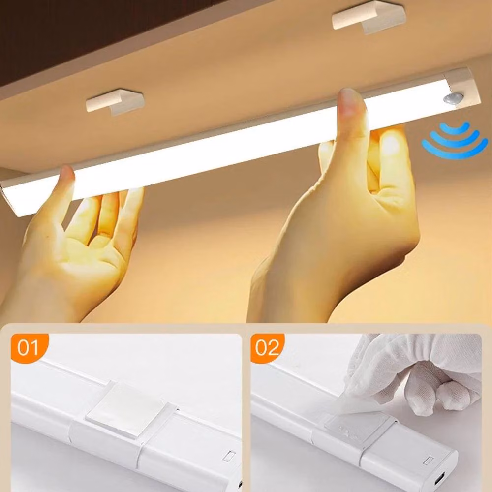 FLAVORA White USB Rechargeable PIR Motion Sensor LED Strip Lamp with 24 LEDs – 2