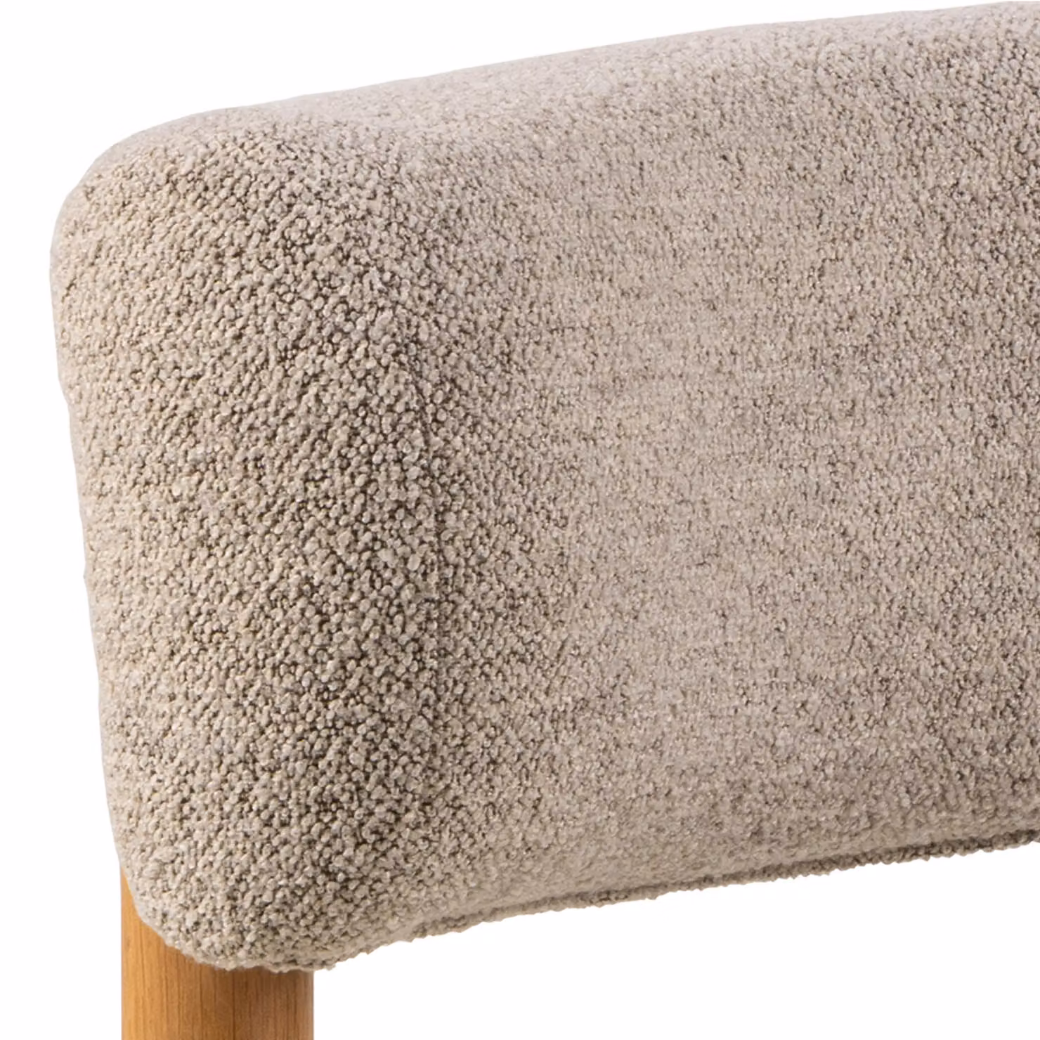 Furniture To Go Burley Scandinavian Lounge Chair in Beige Bouclé Fabric with Brown Oak Wood Frame – 4
