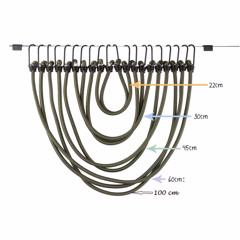 SPETLEK Heavy Duty Outdoor Bungee Cord with Double J Hooks in Dark Green, 100 cm – 2