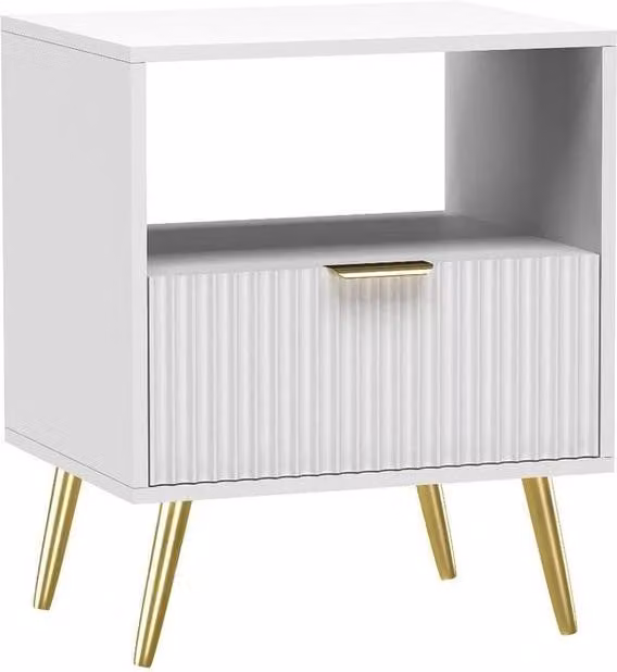 KORVIXA Modern White Side Table with Gold Metal Legs