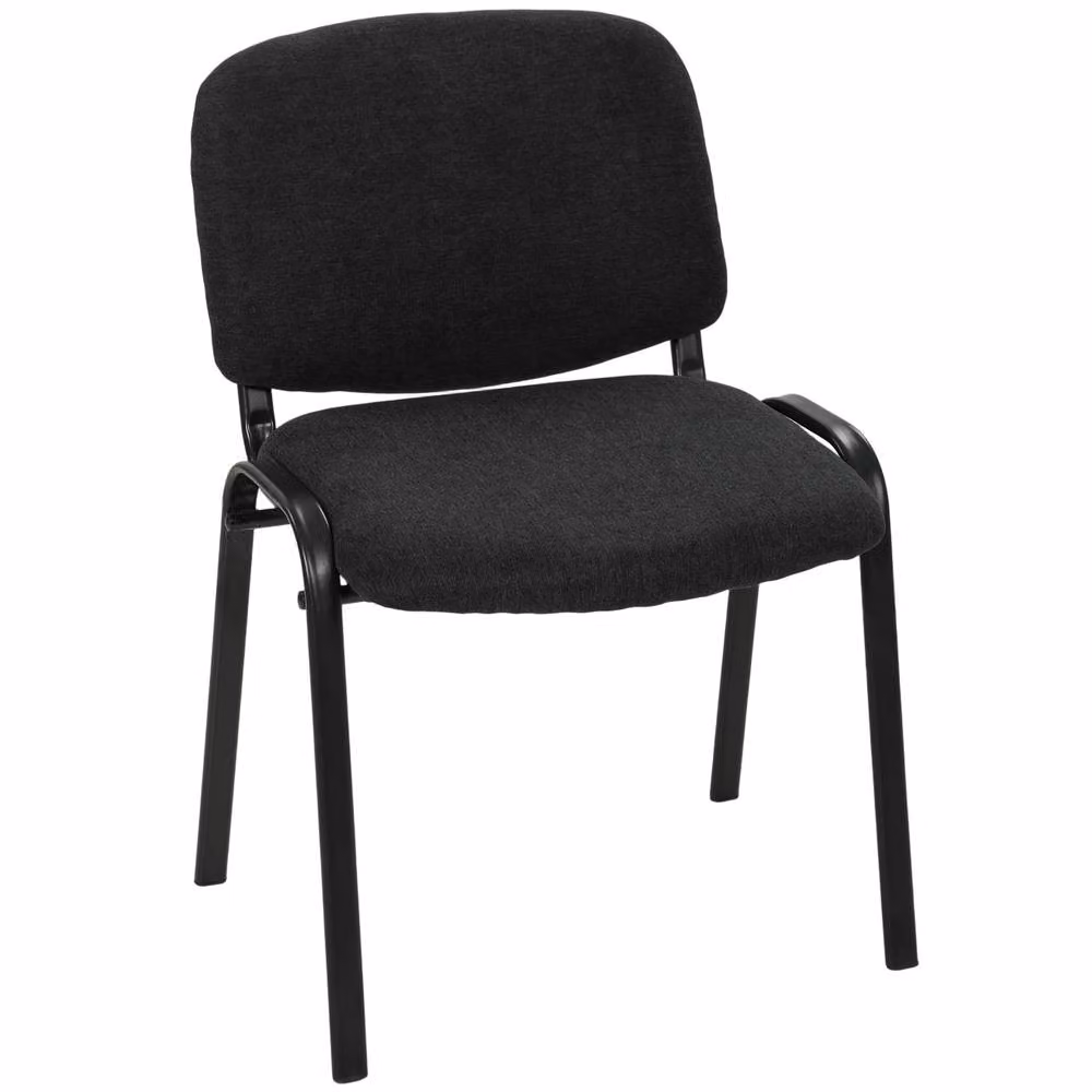 HOMCOM Stackable Meeting Chair with Padded Fabric Seat in Black – 2