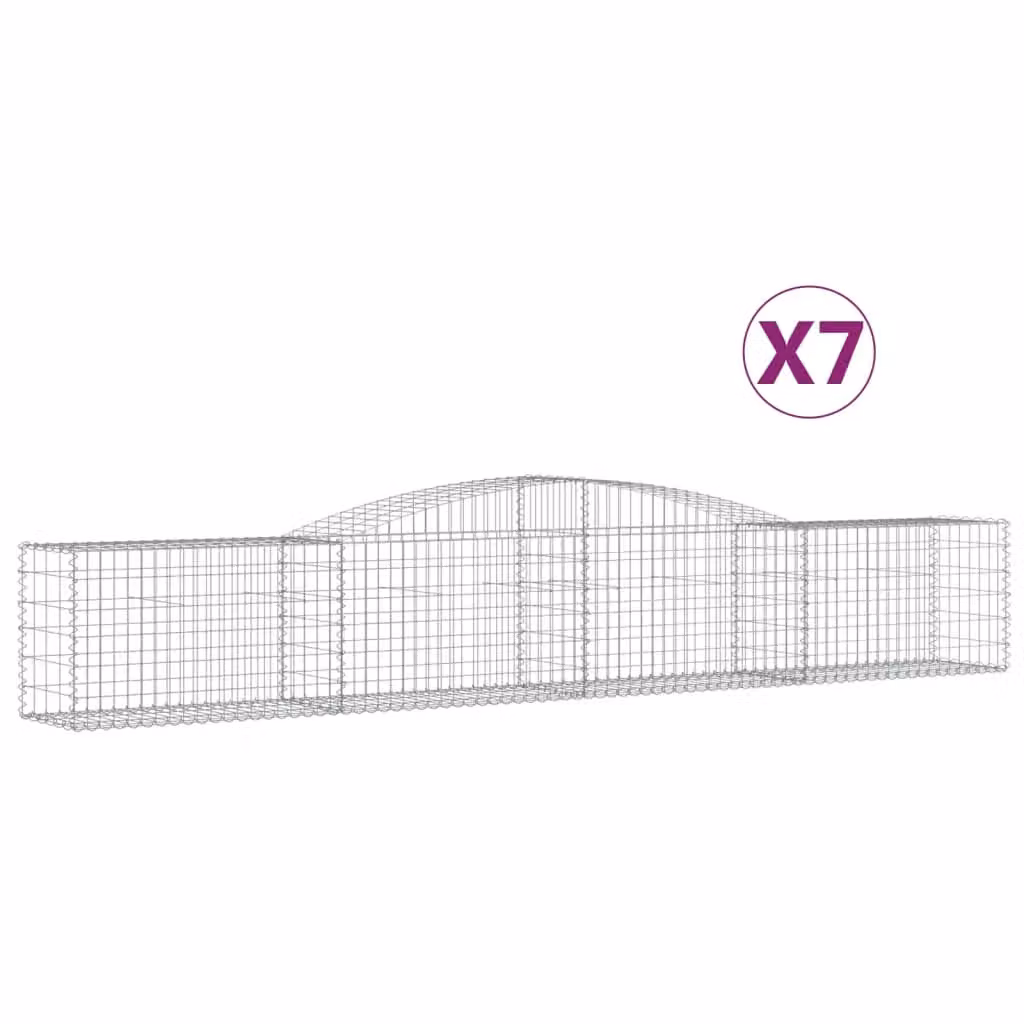 Berkfield Home Arched Gabion Baskets, 7 Piece Set, Silver Galvanised Steel, W: 400 cm, D: 50 cm, H: 60-80 cm – 2