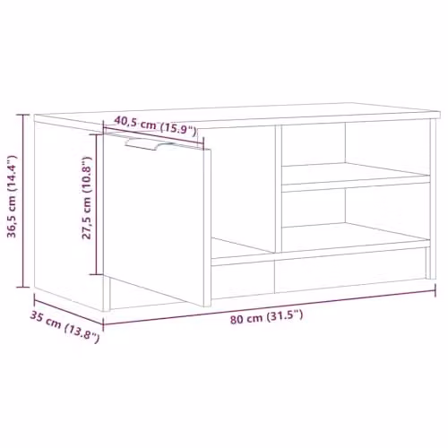 vidaXL TV Cabinet in Old Wood Brown, W/D/H: 80 x 35 x 36.5 cm – 4