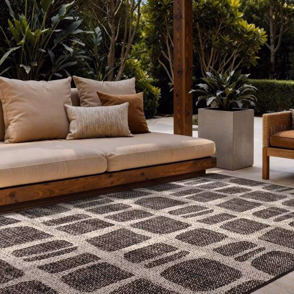 Ted Baker Ruskin Reversible Flatweave Indoor Outdoor Rug in Black, W: 120 cm, D: 170 cm – 3