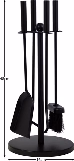 Fire Vida Warwick 5 Piece Black Iron Fireplace Companion Set with Stand – 1