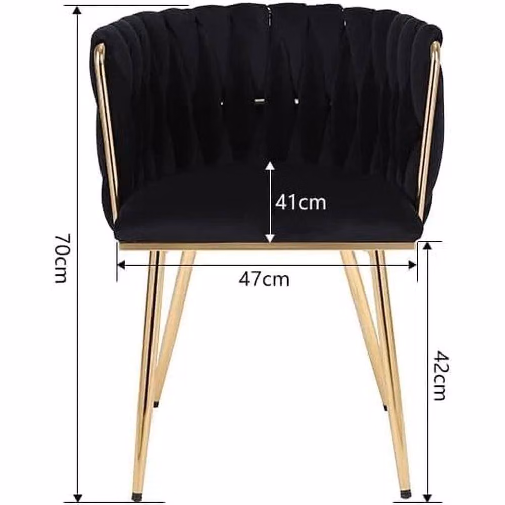 SPETLEK Set of 2 Modern Velvet Dining Chairs with Armrests in Black and Gold – 2