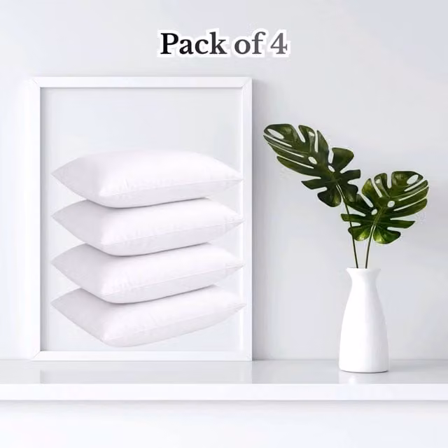 EONLION Pack of 4 White Hollowfibre Bounce Back Pillows, Medium Support, Allergy Friendly