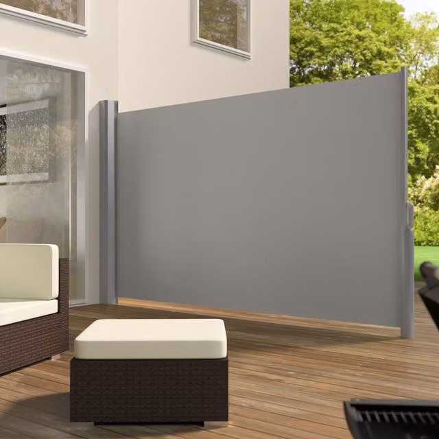 tectake Retractable Roller Garden Privacy Screen, Grey, Height: 180 cm