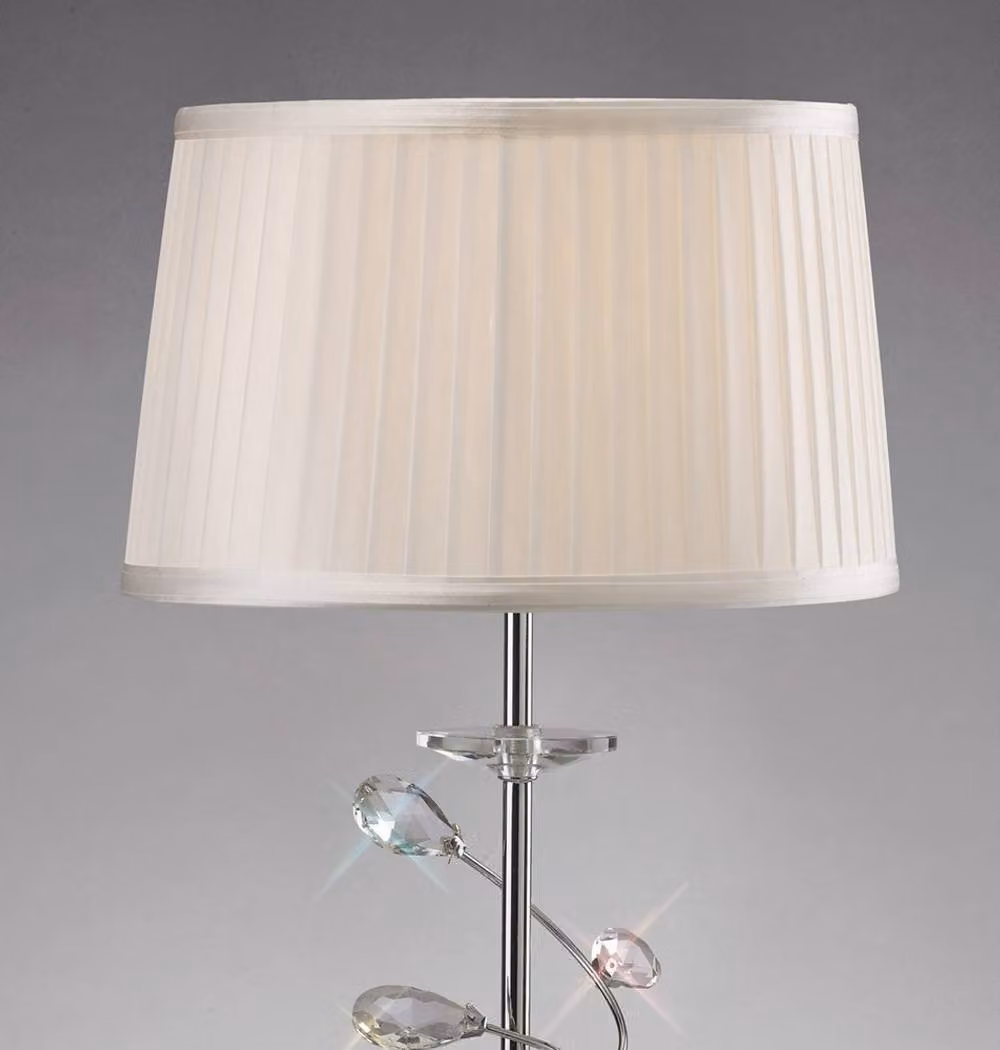 Netlighting Willow Table Lamp with White Fabric Shade and Polished Chrome Crystal Base in Silver – 2