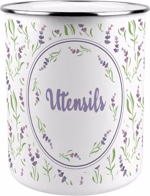 Purely Home Ceramic Freestanding Kitchen Utensil Holder in Purple and White