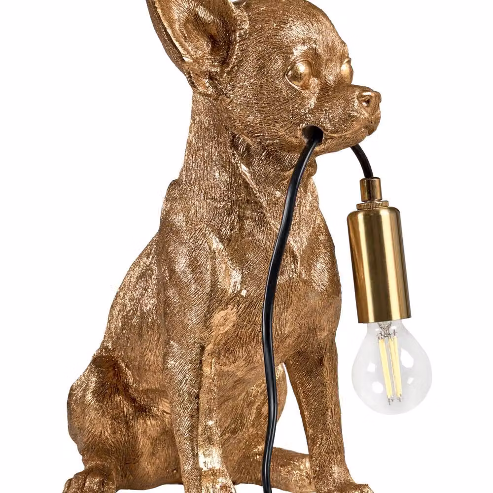 Wyld and Coco Gold Chihuahua Table Lamp, Polyresin Dog Figurine Bedside Light in Gold/Brass – 2