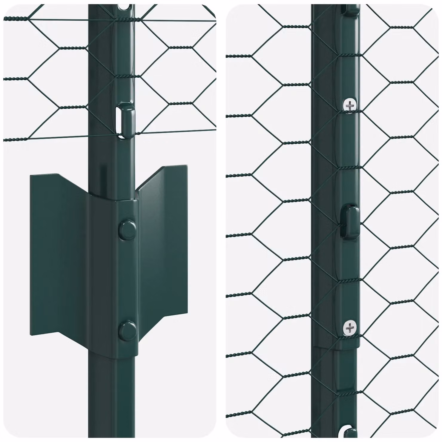 Berkfield Home Green Steel U-Channel Mesh Fence Posts, 5 Pack, Height: 160 cm – 3