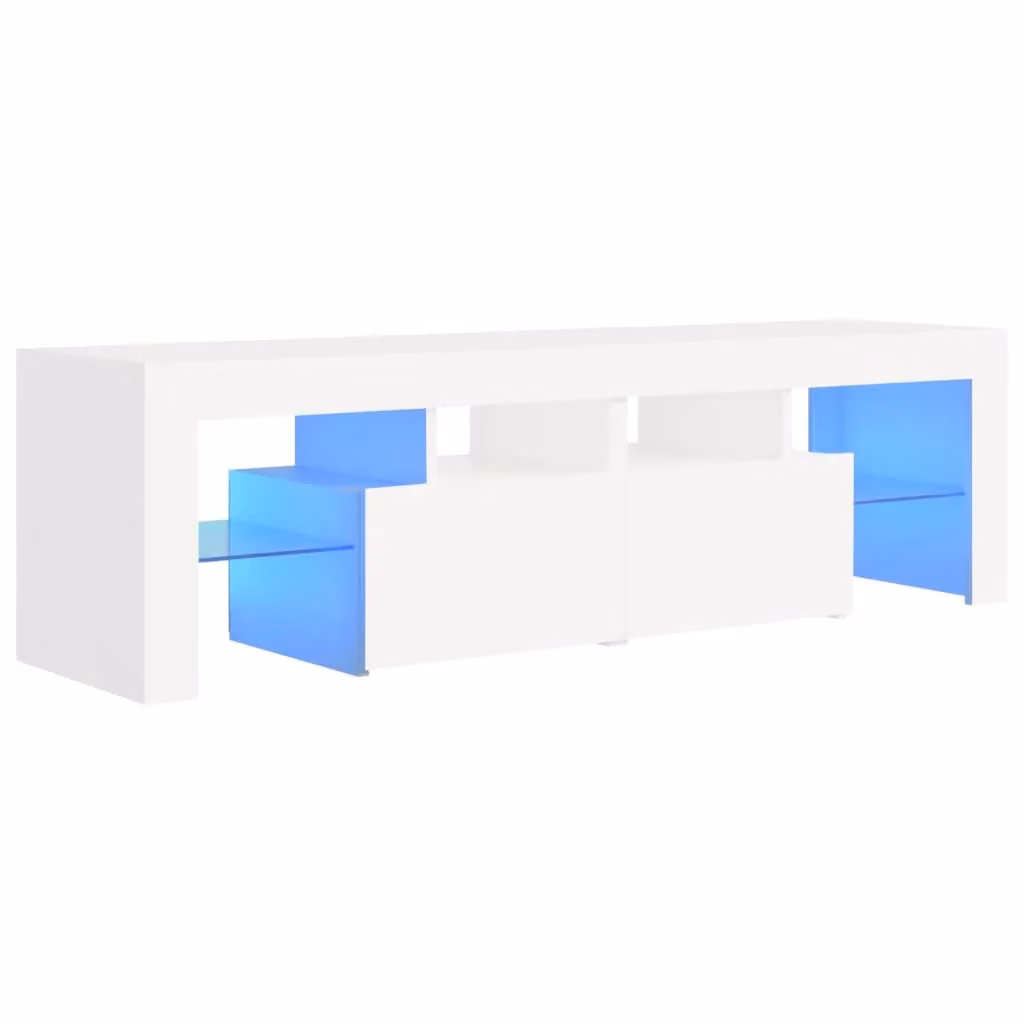 Berkfield Home Modern TV Cabinet with LED Lights, White, W: 140 cm, D: 36.5 cm, H: 40 cm – 2