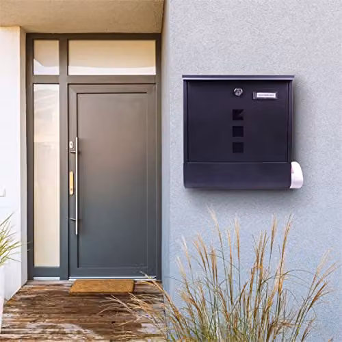St Helens Wall Mounted Combination Lockable Mail Box, Black, H 33.5 x W 30.5 x D 9.6 cm – 5