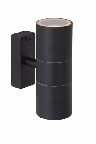 Lucide ARNE Black Adjustable LED Up Down Outdoor Wall Spotlight with GU10 Warm White Bulb