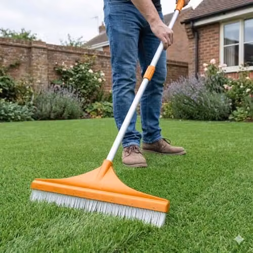 Lazy Tools Artificial Grass Brush in Orange with 45 cm Wide Nylon Bristles and 130 cm Telescopic Handle – 2
