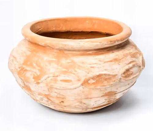 Primrose Round Terracotta Ceramic Planter in Brown and Red, Height: 56 cm – 1