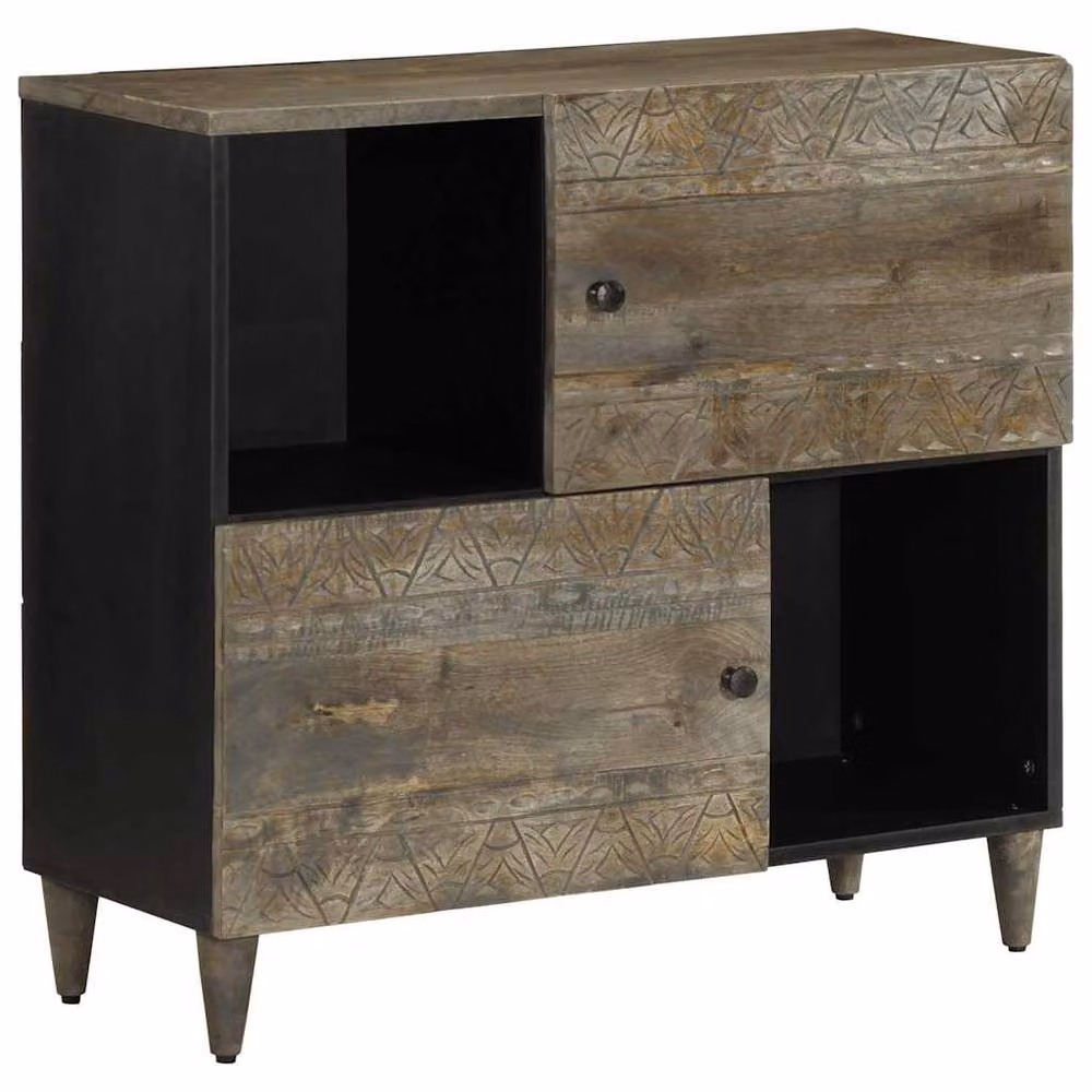 Berkfield Home Mango Wood Sideboard in Black, W/D/H: 80 x 33 x 75 cm – 2