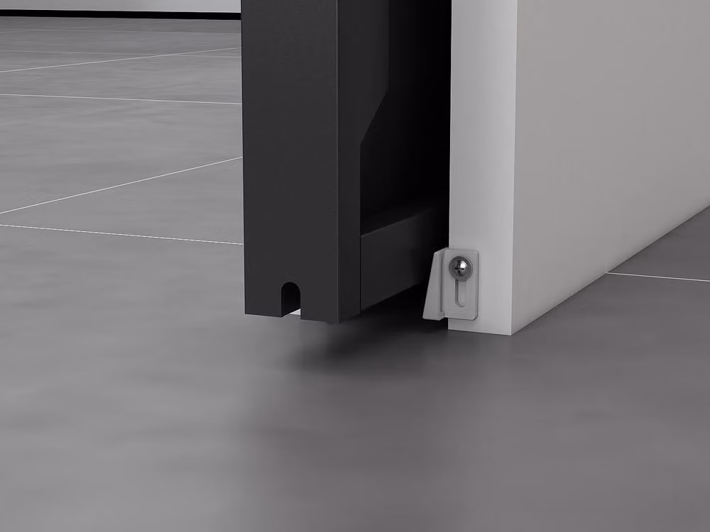 Vente-unique Modern Sliding Studio-Style Pocket Door in Black with Frosted Tempered Glass, H: 205 cm x W: 93 cm – 4