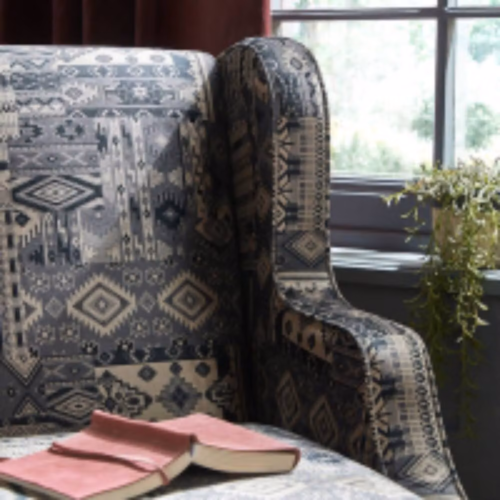 Stratus Interiors Classic Floral Wingback Accent Chair in Beige and Multicolour Fabric with Solid Wood Frame – 3