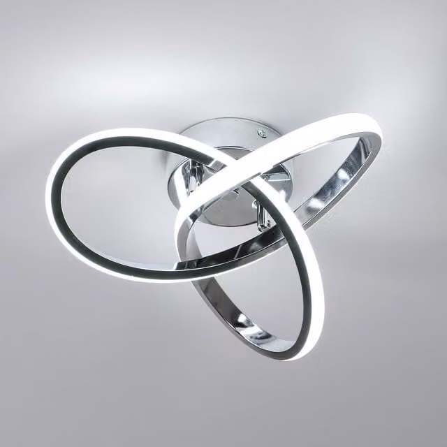 Pheashine Modern Chrome LED Ceiling Light, 22W Silver Flush Mount, Diameter: 25 cm