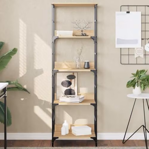 vidaXL Industrial Bookshelf in Sonoma Oak, W: 50 cm, D: 33 cm, H: 153 cm – 2
