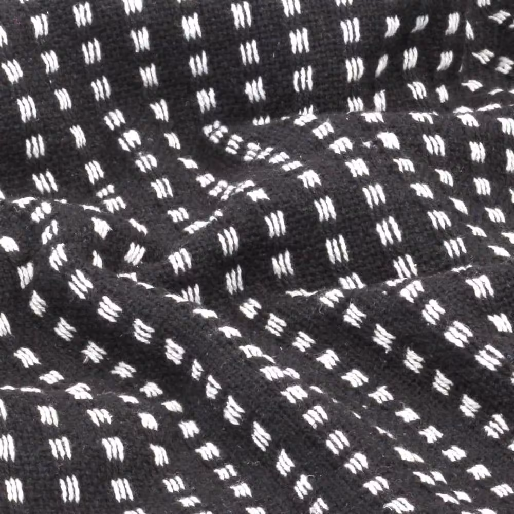 Berkfield Home Cotton Throw Squares in Black, W: 125 cm, D: 150 cm – 5