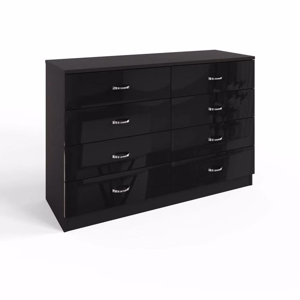 SPETLEK 8 Drawer Chest Of Drawers in Black Gloss Modern Bedroom Furniture – 2