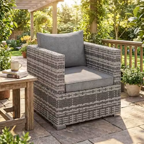 Outsunny Modern Grey Rattan Garden Chair for Terrace and Garden – 6