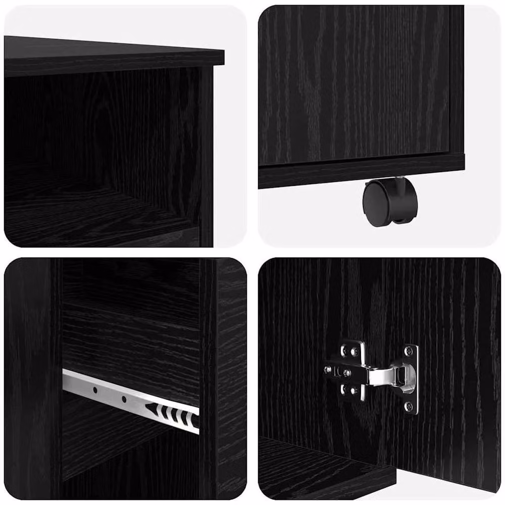 Berkfield Home Black Oak Computer Desk in Black Oak and Metal – 7