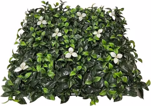 Best Artificial Pack of 12 White Laurel Flower Artificial Hedge Panels, UV Stable Dense Topiary Screening, W/H: 50 x 50 cm – 2