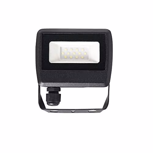 MiniSun ValueLights 10W LED Slimline IP65 Black Outdoor Wall Floodlight with Cool White Bulb