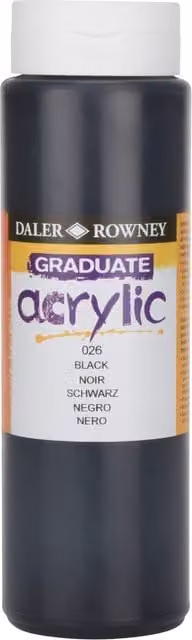 Daler-Rowney Graduate Acrylic Paint, Black, 500ml