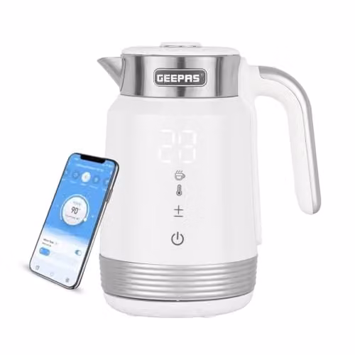 GEEPAS Digital Electric Kettle 1.7L with Auto Shut Off and Timer, White – 1