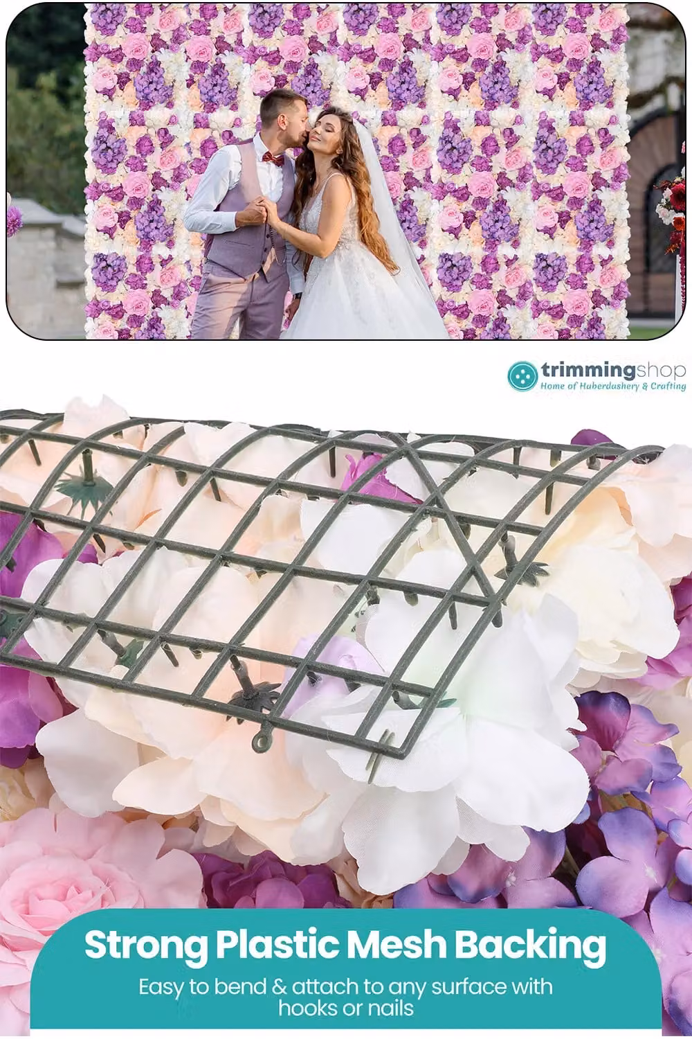 Neel Blue Purple Artificial Floral Wall Panel for Wedding Photography Backdrops W/D/H: 60 x 40 x 40 cm – 2