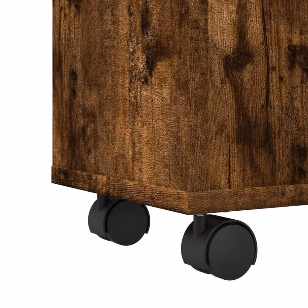 Berkfield Home Narrow Bathroom Cabinet with Wheels in Smoked Oak Brown, W/D/H: 23.0 x 33.0 x 65.0 cm – 3